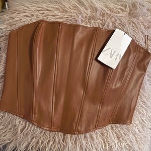 Brown Faux Leather Corset